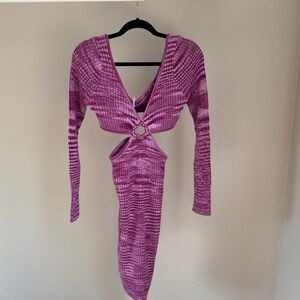 Princess Polly Lucia Purple Sweater Cutout Bodycon Dress